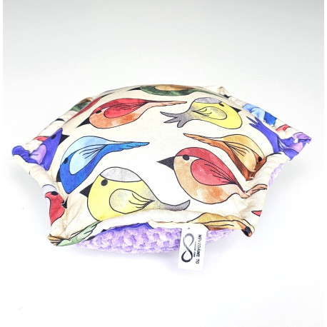 Polštářek s poutkem - ptáčci - fialová 