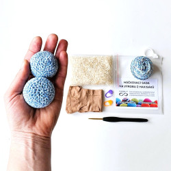 Háčkovací sada na výrobu dvou hakisáků - modrá