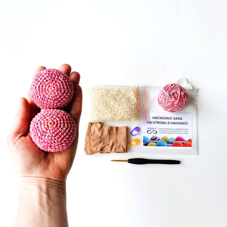 Háčkovací sada na výrobu dvou hakisáků - růžová